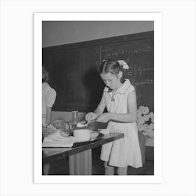 Schoolgirl Demonstrating Cooking Methods At The 4 H Club Spring Fair, Adrian, Oregon By Russell Lee Art Print