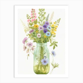 Wildflowers In A Mason Jar Art Print