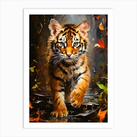 Tiger Cub In The Forest Art Print