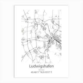 Ludwigshafen,Germany Minimalist Map Art Print