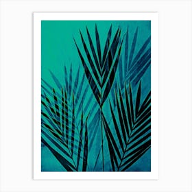Turquoise Palm Leaves Art Print
