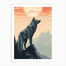 Wolf At Sunset 2 Art Print