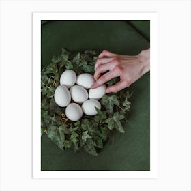 White Eggs In A Nest Art Print