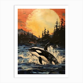 Orca Whale Woodland Coast 1 Art Print