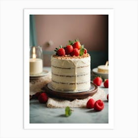 Layered Cake With Strawberries Art Print