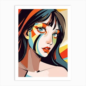 Girl With Colorful Makeup Art Print