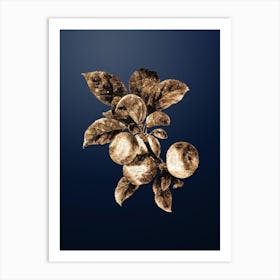 Gold Botanical Apple on Midnight Navy Art Print