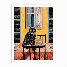 Cat At The Table 1 Art Print