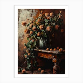 Baroque Floral Still Life Globe Amaranth 2 Art Print