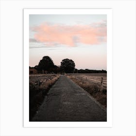 The Pink Country Road Sunset Netherlands Nature Art Print