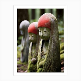 Jizo Statues Japanese Style Illustration 3 Art Print