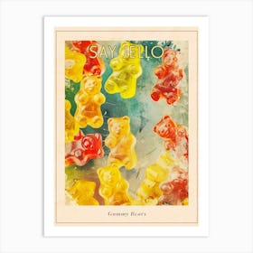 Retro Gummy Bears Candy Sweets Pattern 3 Poster Art Print
