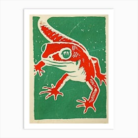 Red Mediterranean House Gecko Bold Block 2 Art Print