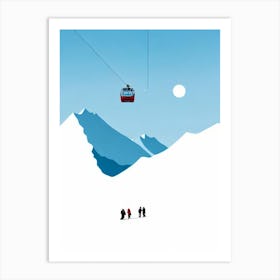 Courmayeur, Italy Minimal Skiing Poster Art Print