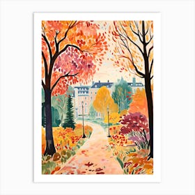 Luxembourg Gardens, France In Autumn Fall Illustration 1 Art Print