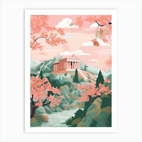 The Parthenon   Nashville, Usa   Cute Botanical Illustration Travel 1 Art Print