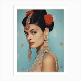 Woman with Statement Earrings Art Print