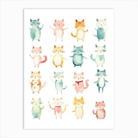 Watercolor Cats 2 Art Print