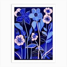 Blue Flower Illustration Moonflower 2 Art Print