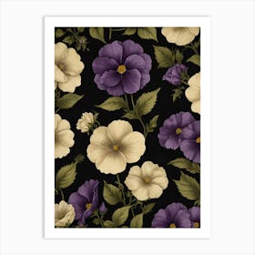 Default Rustic February Birth Flower Violet Black Cream 0 Art Print