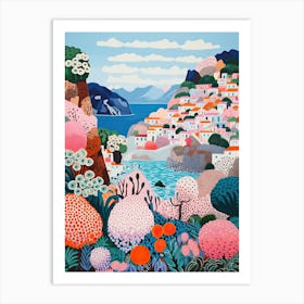 Capri, Italy, Illustration In The Style Of Pop Art 3 Art Print