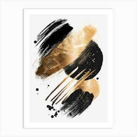 Gold And Black Brush Strokes 41 Art Print