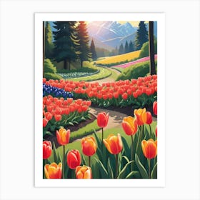 Tulips In The Garden 3 Art Print