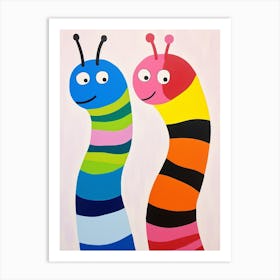 Colourful Kids Animal Art Worm Art Print