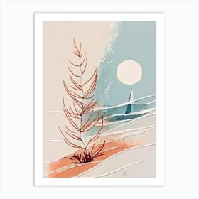 The Sailing Boat - Abstract Minimal Boho Beach Art Print