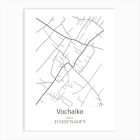 Vochaiko,Greece Minimalist Map Art Print