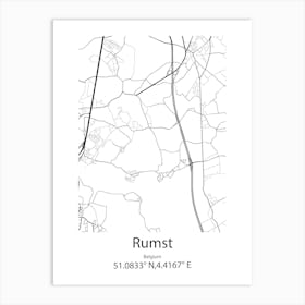 Rumst,Belgium Minimalist Map Art Print