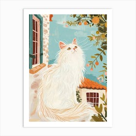 Turkish Angora Storybook Illustration 3 Art Print