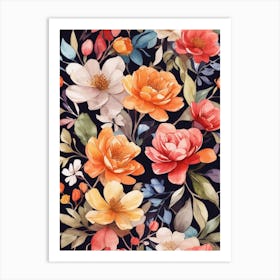 Watercolor Floral Wallpaper Art Print