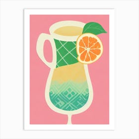 Mango Margarita Retro Pink Cocktail Poster Art Print