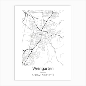 Weingarten,Germany Minimalist Map Art Print