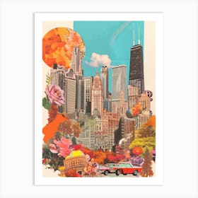 Chicago   Retro Collage Style 3 Art Print