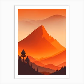 Misty Mountains Vertical Background In Orange Tone 7 Art Print