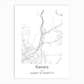 Kawara,Japan Minimalist Map Poster