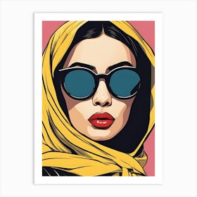 Chic Woman In Sunglasses, pop art Art Print