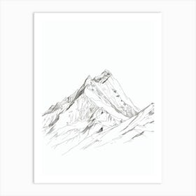 Kangchenjunga Nepalindia Line Drawing 1 Art Print