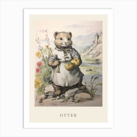 Beatrix Potter Inspired  Animal Watercolour Otter 2 Art Print