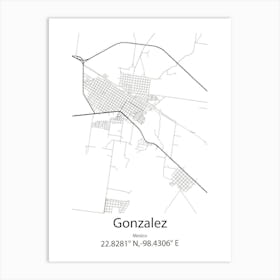 Gonzalez,Mexico Minimalist Map Art Print