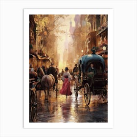 Carriages On The Street Art Print