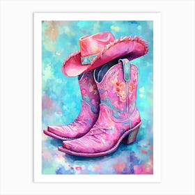 Pink Cowboy Boots 3 Art Print