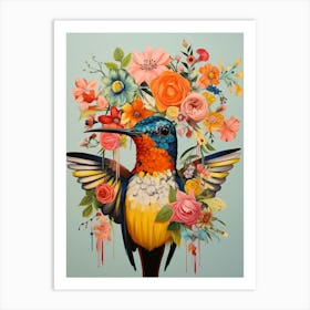 Bird With A Flower Crown Hummingbird 1 Art Print