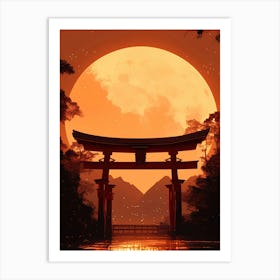 Full Moon Over Tori Gate Art Print