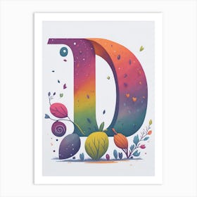 Colorful Letter D Illustration 32 Art Print