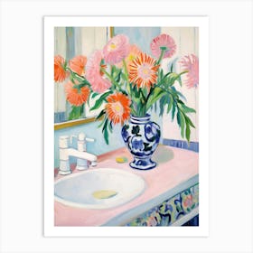 A Vase With Peacock Flower, Flower Bouquet 4 Art Print