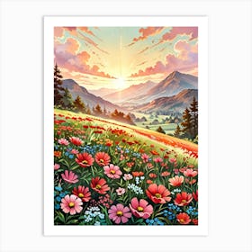 Sunset In The Meadow 18 Art Print