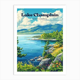 Lake Champlain New York Digital Travel Illustration Art Print